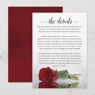 Elegant Reflecting Red Rose Wedding Details Enclosure Card