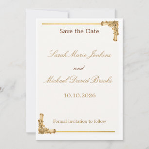 Elegant Regal Baroque Gold Save the Date Card