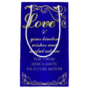 Elegant Regal Golden and Royal Blue Baby Shower Small Gift Bag