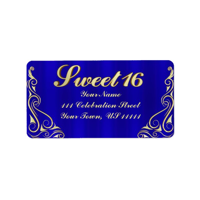 Elegant Regal Golden Sweet 16 Address Label (Front)