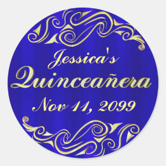 Elegant Regal Golden Typography Quinceanera Classic Round Sticker
