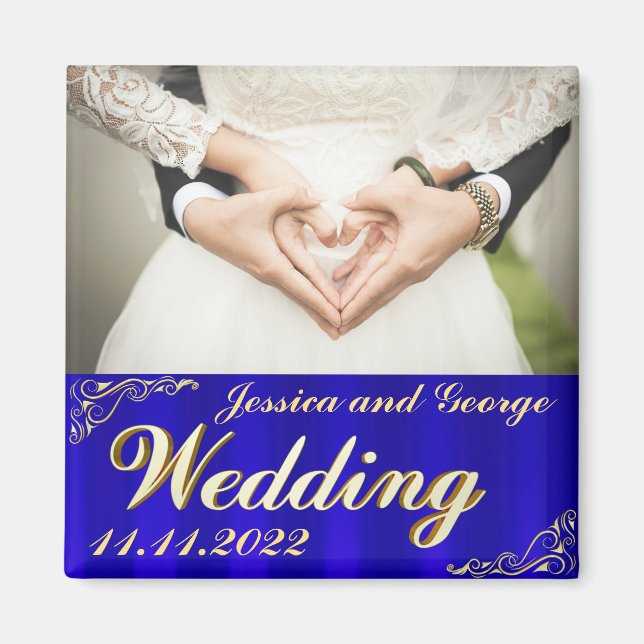 Elegant Regal Golden Typography Wedding Magnet (Front)