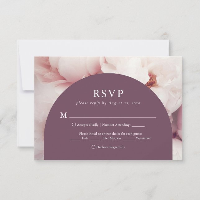 Élégant Regal Purple Peonies Menu Choice Mariage (Devant)