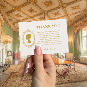 Elegant Regency Era Blue and Gold Bridal Shower Thank You Card