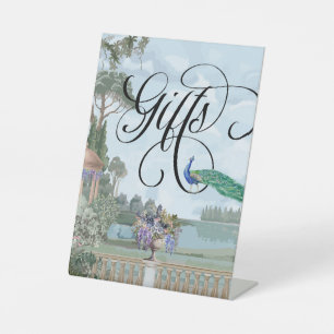 Elegant Regency Era Garden Wedding Gift Table Pedestal Sign