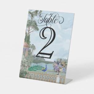 Elegant Regency Era Garden Wedding Table Number Pedestal Sign