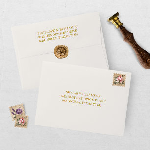 Elegant Regency Era Gold Bridal Shower Envelope