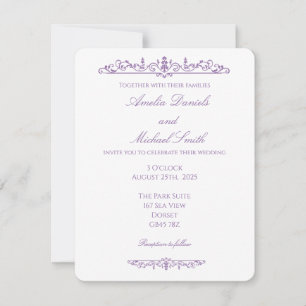 Elegant Regency Hyacinth and White Wedding  Invitation