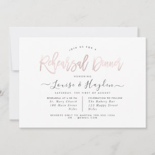 Elegant Rehearsal Dinner, Blush Modern Script Announcement