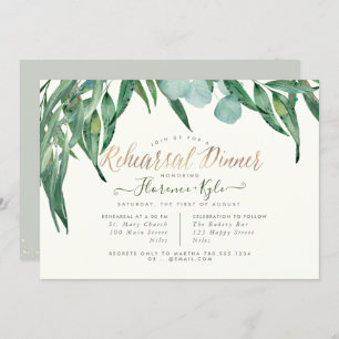 Elegant Rehearsal Dinner Eucalyptus Greenery Invitation