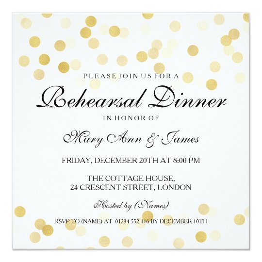 Elegant Rehearsal Dinner Gold Foil Glitter Lights Card