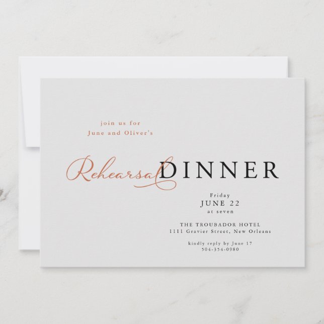 Elegant Rehearsal Dinner Invitation (Front)