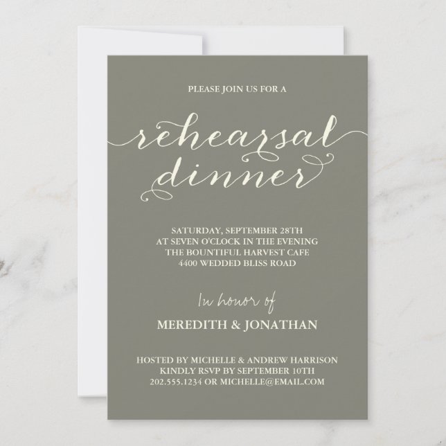 Elegant Rehearsal Dinner Invitation (Front)