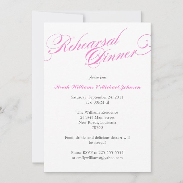 Elegant Rehearsal Dinner Invitation (Front)