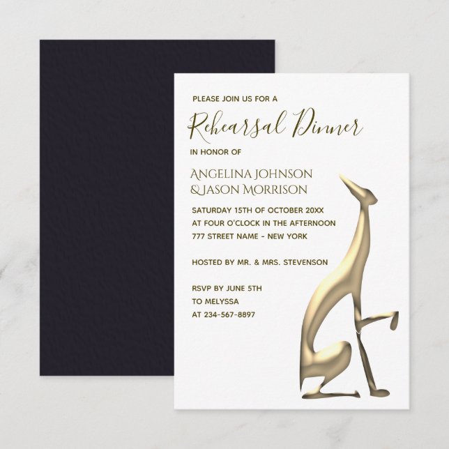 Elegant Rehearsal Dinner Invitation (Front/Back)