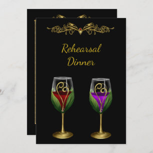 Elegant Rehearsal Dinner Invitation with Wine