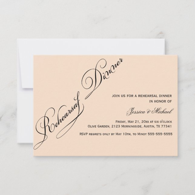 Elegant Rehearsal Dinner Linen Colour  Invitation (Front)