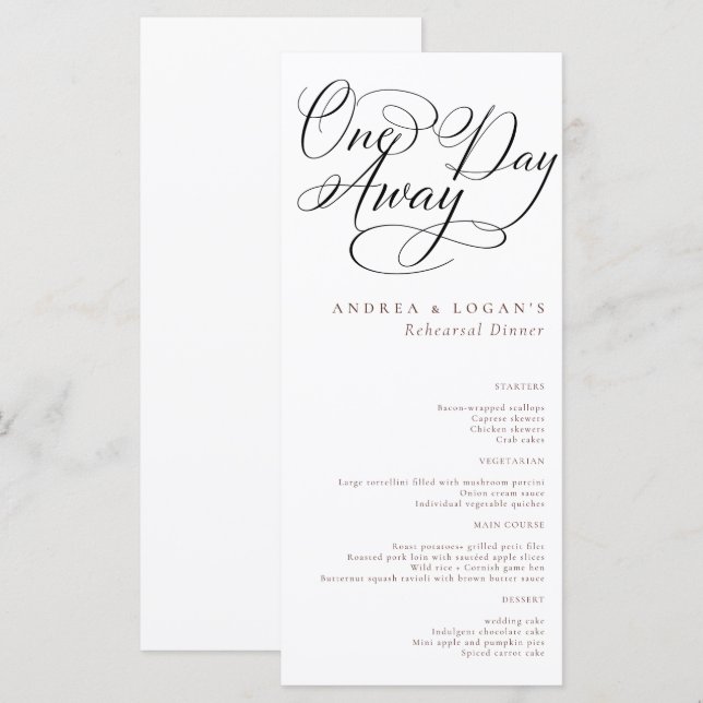 Elegant Rehearsal Dinner Menu (Front/Back)