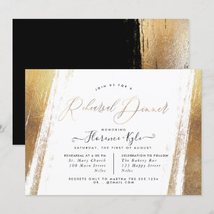 Elegant Rehearsal Dinner Minimalist Brushstrokes Invitation