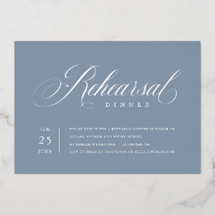 Elegant Rehearsal Dinner Silver Foil Invitation