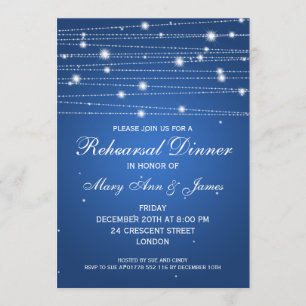 Elegant Rehearsal Dinner Sparkling Lines Sapphire Invitation