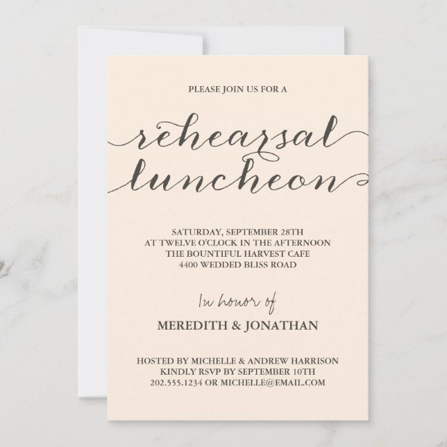 Elegant Rehearsal Luncheon Invitation (Front)