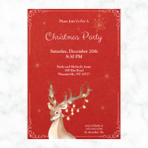 Elegant Reindeer Christmas Holiday Red