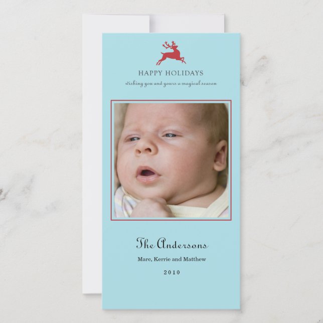 Elegant Reindeer Christmas Photo Card (Front)