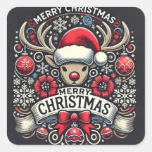 Elegant Reindeer Merry Christmas Stickers