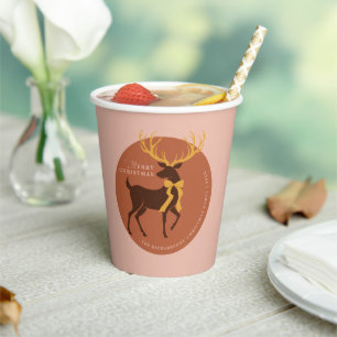 Elegant Reindeer Personalized Christmas Party Paper Cups