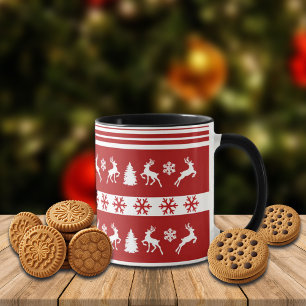 Elegant Reindeers Snowflakes Lines Mug