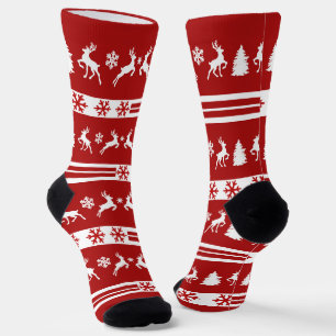 Elegant Reindeers Snowflakes Lines Socks