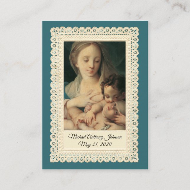Elegant Religious Baptismal Remembrance Holy Card (Front)
