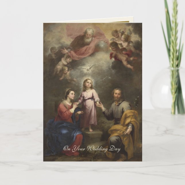 Elegant Religious Catholic Holy Family Wedding  Card (Front)