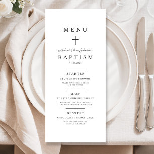 Elegant Religious Cross Boy Baptism Menu