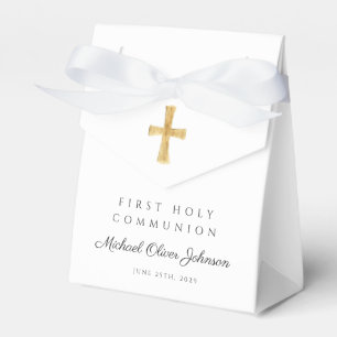 Elegant Religious Cross First Holy Communion Favor Box