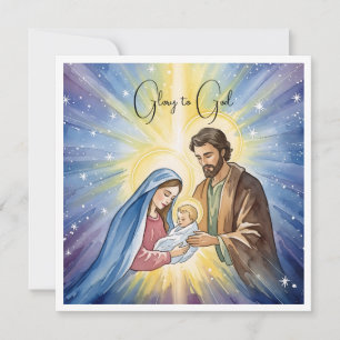 Elegant Religious Glory To God Christian Christmas Holiday Card