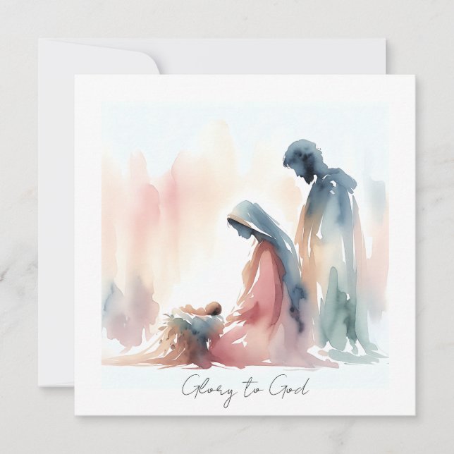 Elegant Religious Glory To God Christian Christmas Holiday Card (Front)