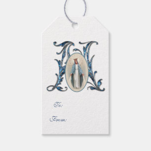 Elegant Religious Virgin Mary Blue Catholic Gift Tags