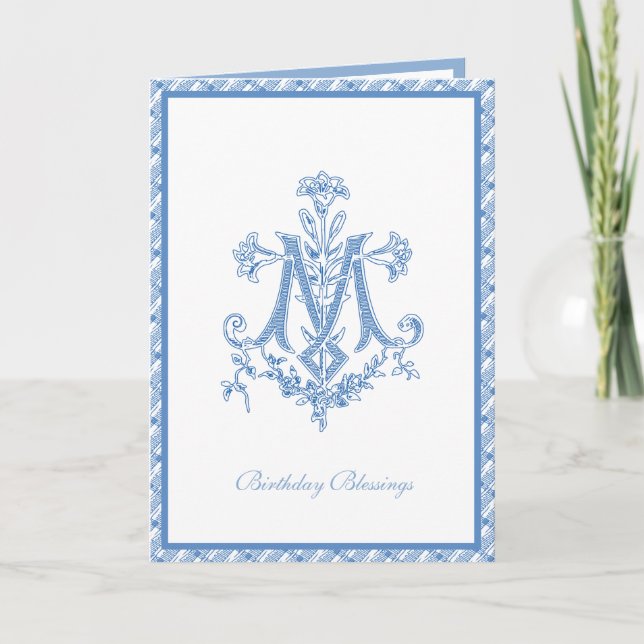 Elegant Religious Virgin Mary Floral Card (Front)