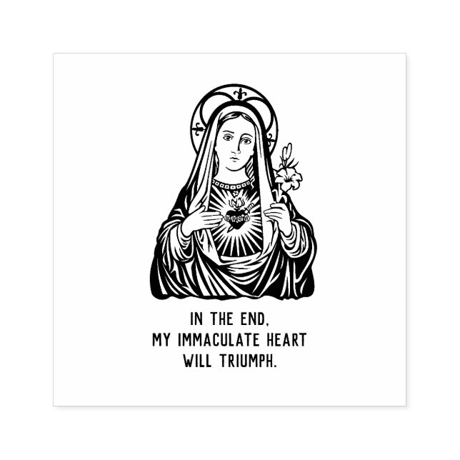 Elegant Religious Virgin Mary Immaculate Heart  Rubber Stamp (Imprint)