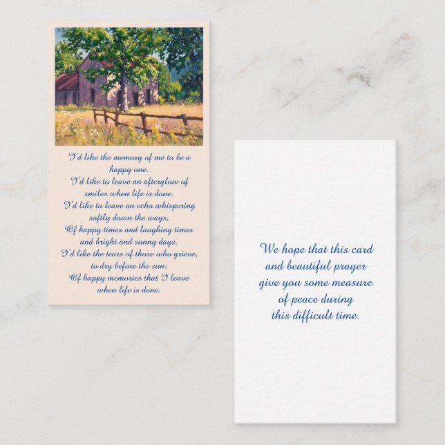 Elegant Remembrance Memorial Card (Front/Back)