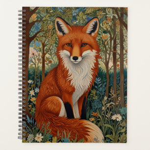 Élégant renard rouge rétro botanique