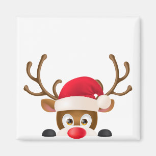 Élégant renne de Santa Hat Magnet