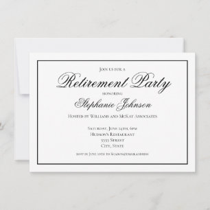 Elegant Retirement Black and White Party Invitation