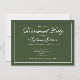 Elegant Retirement Dark Green Party Invitation