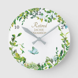 Elegant RETIREMENT Gift - Personalized Clock Leafy