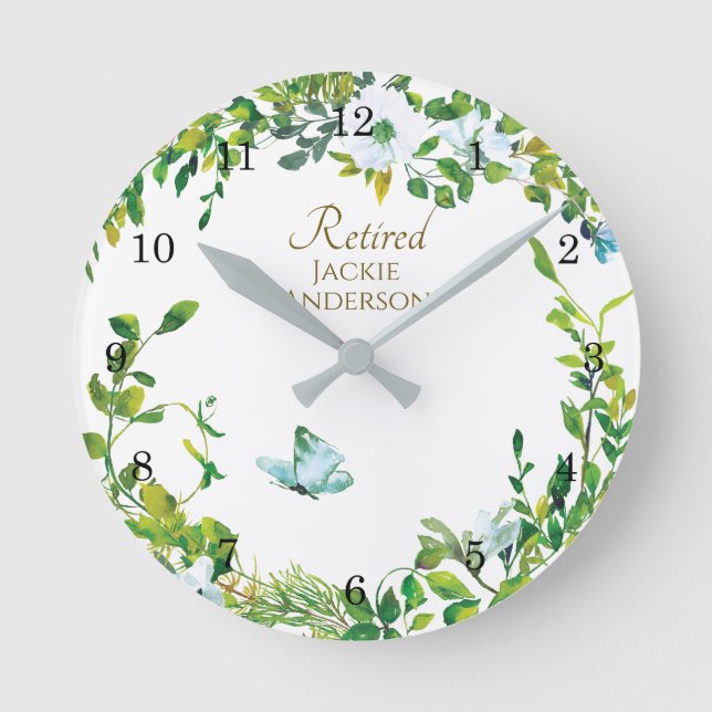 Elegant RETIREMENT Gift - Personalized Clock Leafy (Front)