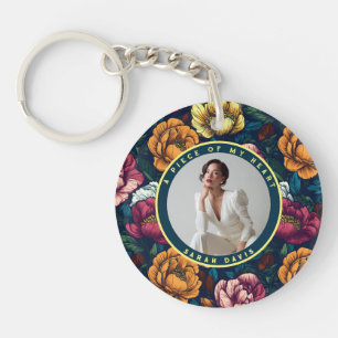 Elegant Retirement Gifts For Men Photo Peonies Keychain