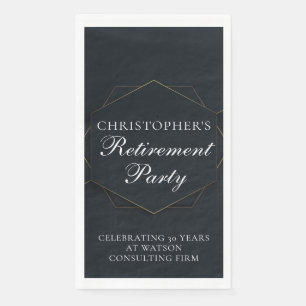 Elegant Retirement Party Customized Black Gold Napkin